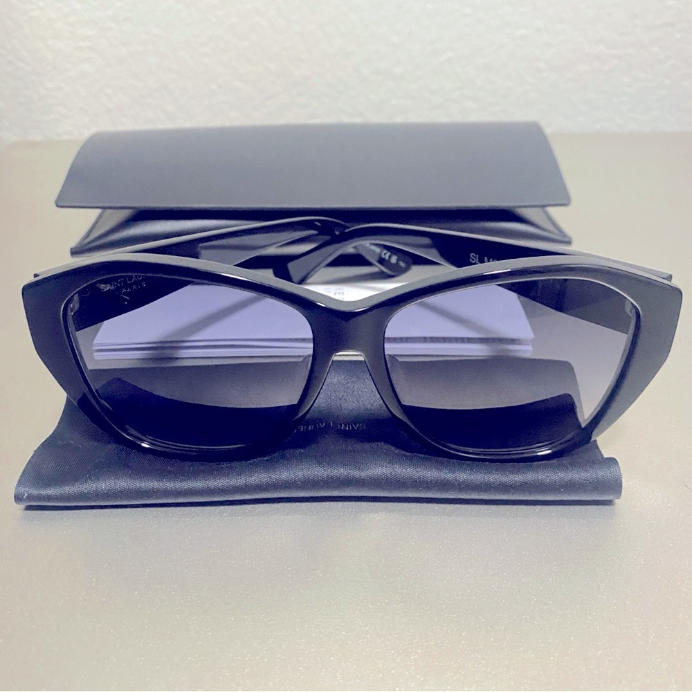 NEW SAINT LAURENT YSL SL M8/FN 001 Sunglasses in Black With YSL Logo in Gold - Picture 13 of 16